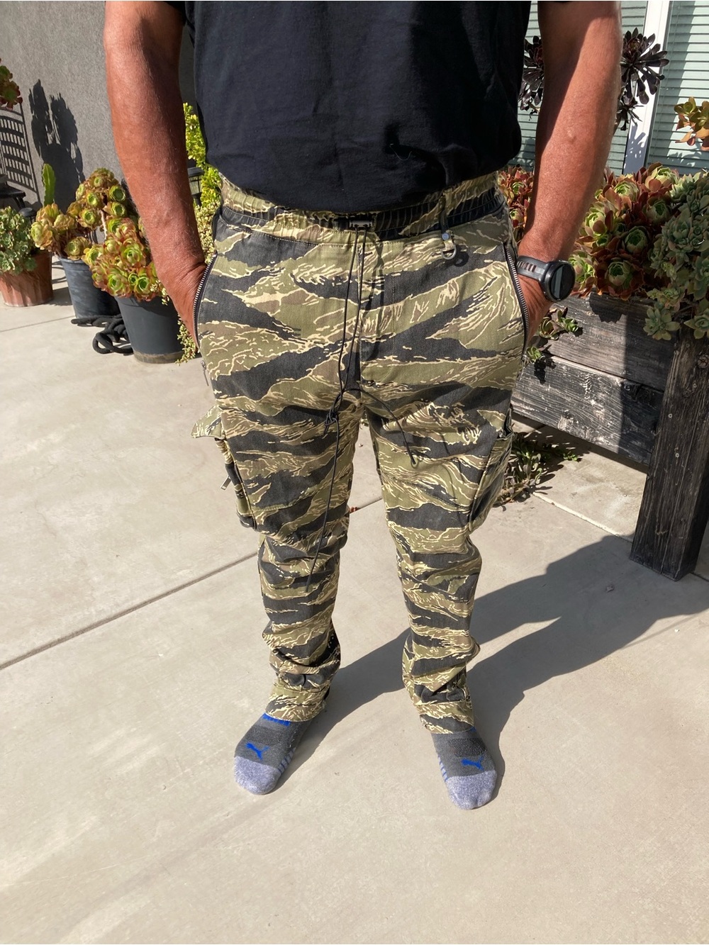Men's Camo Cargo Pants in Olive Tiger Stripe
